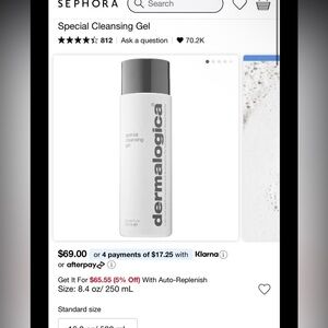 Never used dermalogica White Bottle with Gray Cap Special Cleansing Gel